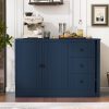 89.7'' Extendable Wooden Sideboard - Multifunctional Storage Cabinet with 2 Doors & 3 Drawers, Suitable for Living Room, Study, Foyer and Kitchen