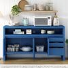 60" 3-Door & 3-Drawer Sideboard C Modern Ash Veneer MDF Storage Cabinet with Semi-Open Shelf & Semi-Circular Back Cutout, Large Capacity Buffet for Living Room, Hallway and Dining Area