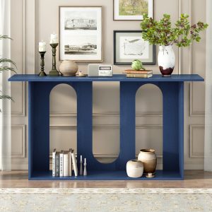 Modern Curved Ash Veneer Console Table with Open Shelf C Ideal for Entryway, Hallway, Living Room, Foyer & Corridor