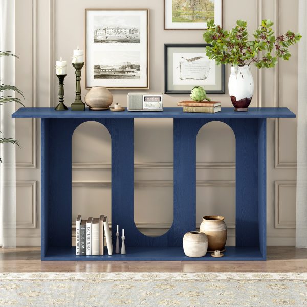Modern Curved Ash Veneer Console Table with Open Shelf C Ideal for Entryway, Hallway, Living Room, Foyer & Corridor