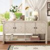 Versatile Woven Wood Slats & Solid Wood Veneer Console Table C Ideal for Entryway, Hallway, Living Room, Foyer & Corridor