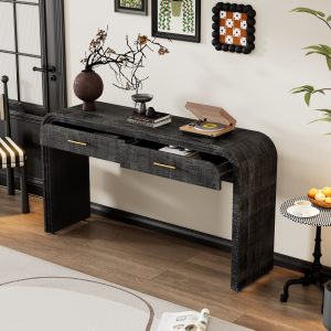 Unique Retro Open-Design Console Table with 2 Top Drawers, Suitable for Entryway, Dining Room and Living Room