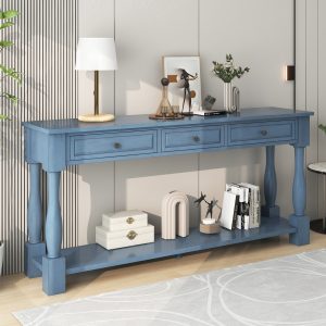 63" Long Console Table with Drawers & Shelf for Entryway, Hallway and Living Room