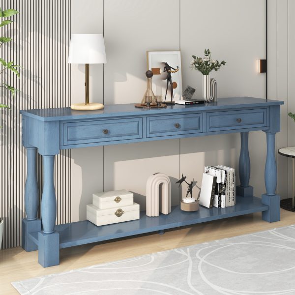 63" Long Console Table with Drawers & Shelf for Entryway, Hallway and Living Room
