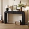 Natural Wood Grain Entryway Console Table with Fluted Design, Oval Top & 2 Drawers for Entryway & Living Room