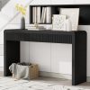 Rustic Console Table with 3 Fluted Drawers, Solid Wood Veneer Entryway Table with Natural Wood Grain for Living Room & Hallway