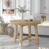 Farmhouse Round Extendable Dining Table with 16" Removable Leaf, Wooden Kitchen Table