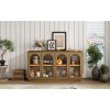 4-Door Arched Buffet Cabinet with Glass Doors & Large Storage, Adjustable Shelves for Kitchen, Dining Room & Living Room