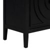 Retro Sideboard with Circular Groove Design & Round Metal Door Handles for Entryway, Dining Room & Living Room
