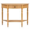 Farmhouse Half Moon Console Table with Drawer & Shelf, Rustic Accent Sofa Table for Entryway, Living Room, Hallway & Foyer