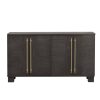 Wood Sideboard Buffet Cabinet with Storage, Adjustable Shelves and Gold Handles for Kitchen, Dining & Living Room