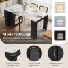 2-115.jpg Extendable Dining Table with 3 Removable Middle Leaves, Mobile Rolling Island Table with Power Outlet & Space-Saving Storage Cabinet for Dining & Living Room