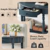 Farmhouse Half Moon Console Table with Storage Drawer & Open Shelf, Rustic Accent Sofa Table for Entryway, Living Room, Hallway & Foyer