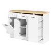 2-122.jpg Multifunctional Storage Sideboard & Kitchen Island with Trash Can Compartment, Sliding Door Cabinet and 3-Tier Spice Rack for Kitchen & Dining Room
