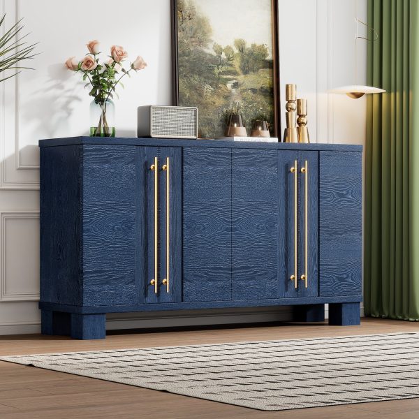 Wooden Sideboard Buffet Cabinet with Adjustable Shelves & Gold Handles, Storage Solution for Kitchen, Dining Room & Living Room