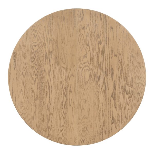 5-Piece Retro Dining Set C Round Extendable Wood Dining Table with 4 Upholstered Dining Chairs