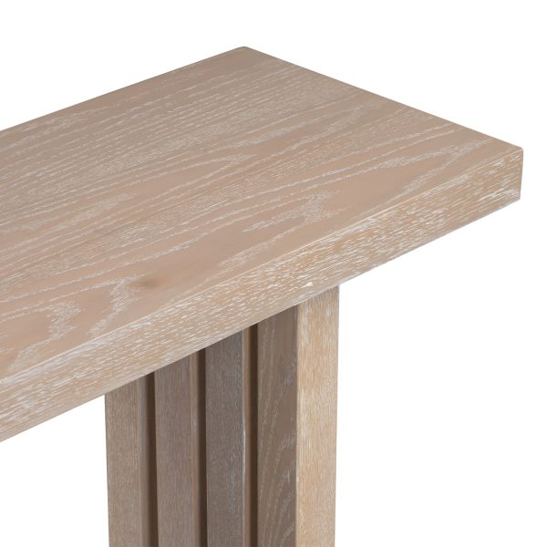 Uniquely Designed Oak Veneer Console Table with Distinctive Side Silhouettes C Suitable for Entryway, Hallway, Living Room, Foyer & Corridor