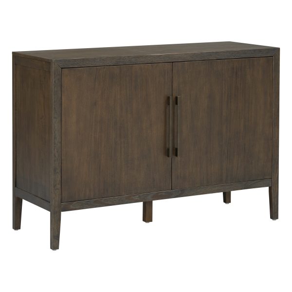 47.25-Inch Farmhouse Sideboard with Pine Veneer & 2 Doors, Retro Buffet with Adjustable Feet, Minimalist Wooden Storage Cabinet with Metal Handles C For Living Room & Kitchen