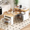 2-149.jpg Extendable Dining Table with Extra-Long Folding Top, Rolling Kitchen Island (Drawers, Power Outlet, Brake Lock) & Storage Cabinet for Kitchen & Dining Room
