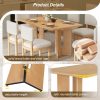 Farmhouse Wood Dining Table, 60" Rectangular Table with Cutout Table Legs for Dining Room, Kitchen & Living Room