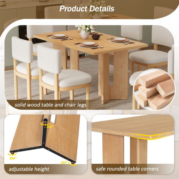 Farmhouse Wood Dining Table, 60" Rectangular Table with Cutout Table Legs for Dining Room, Kitchen & Living Room