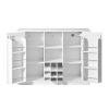 2-16.jpg Wine Bar Cabinet with Foldable Tabletop & Power Outlet, Counter Height Bar Table with Wine Rack & Glass Holder, Double-Door Buffet Sideboard with Side Shelves (Chairs Not Included)