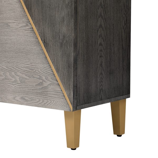 60" Retro 4-Door Buffet Cabinet, Vintage Sideboard with Dimensional Doors & Adjustable Shelves for Dining Room/Kitchen/Living Room