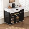 Extendable Extra-Long Folding Dining Table + Rolling Kitchen Island with Drawers, Power Outlet & Brake Lock, Storage Cabinet for Kitchen & Dining Room