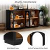 4-Door Large Arched Buffet Cabinet with Glass Doors & Adjustable Shelves, Storage Sideboard for Kitchen, Dining Room & Living Room