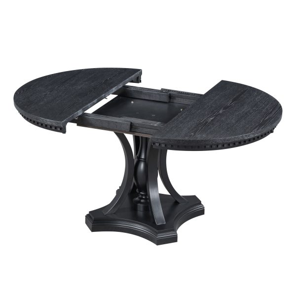 Retro 5-Piece Extendable Dining Set, Round Table with 4 Chairs for Kitchen & Dining Room