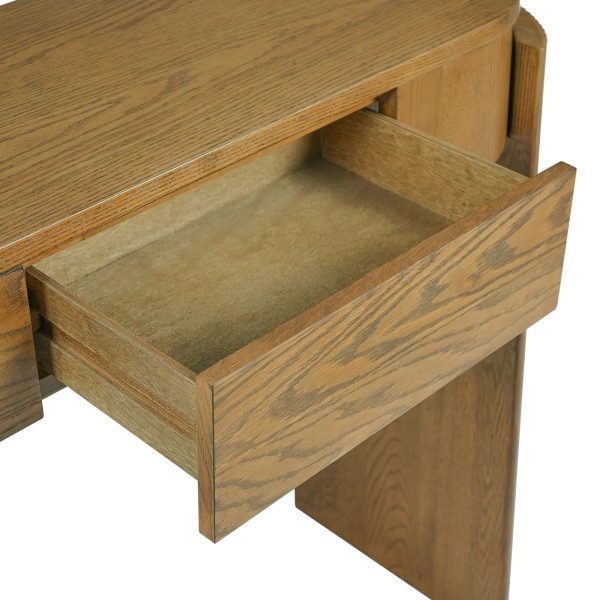 2-182.jpg Natural Wood Grain Console Table with Fluted Detail, Oval Top & 2 Drawers, Versatile Entryway Table for Hallway & Living Room