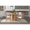 5-Piece Round Dining Set for 4, Minimalist Farmhouse Style with 4 Solid Wood Upholstered Chairs, for Kitchen & Dining Room