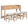 4-Piece Dining Set for 3, Retro Kitchen Table & Chair Set with 3 Storage Drawers, Perfect for Small Spaces