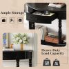Farmhouse Half-Moon Console Table with Storage Drawer & Open Shelf C Rustic Accent & Sofa Table for Entryway, Living Room, Hallway and Foyer
