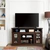 Classic TV Media Stand & Modern Entertainment Console C Compatible with TVs Up to 65 Inches, Featuring Open and Closed Storage Compartments