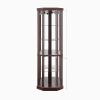 Corner Lighted Glass Curio Cabinet C Corner Display Case for Living Room, Ideal for Antique Collections, Wine & Bar Glass Storage (Light Included)