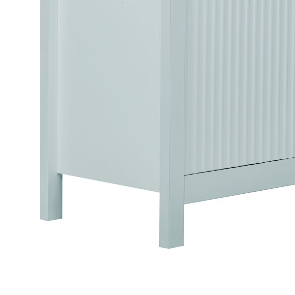 Wave Design Sideboard with 3 Adjustable Shelves, 3 Drawers and Soft-Close Doors. This storage console table features metal handles, is ideal for study, hallway and living room use, and comes in 3 colors.