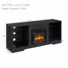 Electric Fireplace TV Stand with 3D Flame, LED Lights, Glass Shelves & USB Charging, Modern Wooden Media Center