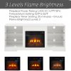 Modern Wooden Electric Fireplace TV Stand with 3D Fireplace, LED Lights, Glass Shelves & USB Charging Port, Media Center Table for TVs