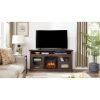 Modern Media Console with 18" Fireplace Insert, Contemporary TV Stand for TVs Up to 65" with Open & Closed Storage