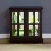2-206.jpg LED Lighted Curio Display Cabinet with Lattice Doors, Retro Style Storage Bookcase with Adjustable Shelves, Elegant Antique Showcase for Home Decoration & Organization