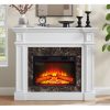 2-207.jpg Freestanding Electric Fireplace with Mantel & Realistic Stacked Stone Surround, Fireplace Heater with LED Flame, Remote Control & Timer