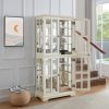 Vintage Curio Display Cabinet with Glass Doors, Adjustable Shelves & Four-Door Design C Ideal for Collectibles, Home & Office Antique Showcase (E26 Bulb Included, White)