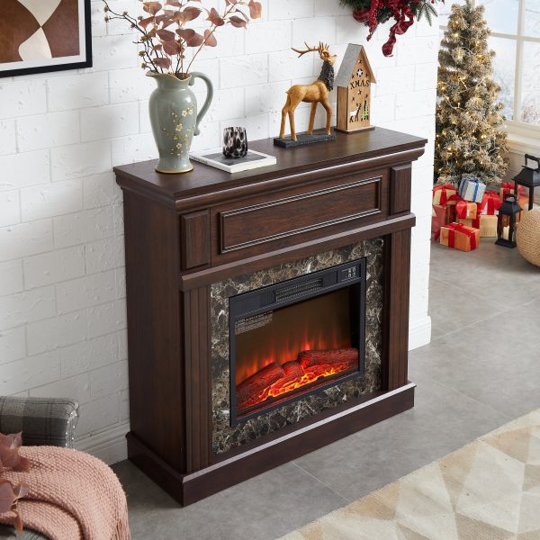 Electric Fireplace with Mantel Surround, 23" Fireplace Insert, Adjustable Flame & Remote Control