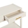60" Beige Painted Console Table with 3 Drawers & Storage Shelf, Farmhouse Wooden Entryway Sofa Table for Living Room, Hallway, Entryway, Foyer and Corridor