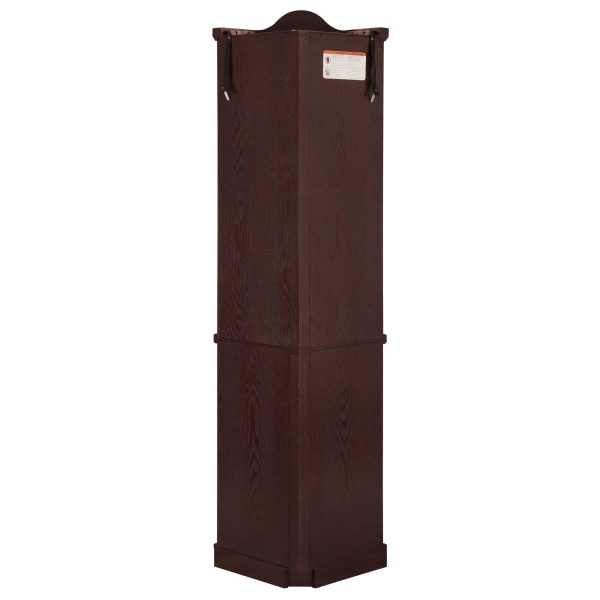 Lighted Corner Curio Cabinet with Tempered Glass Doors & Shelves, Elegant Dark Oak Finish Display & Storage Cabinet for Living Room & Bedroom Decor