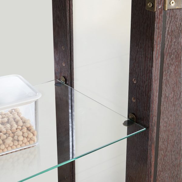 2-234.jpg 2-Door Curio Display Cabinet with Tempered Glass Doors, Mirrored Back Panel & Adjustable Shelves, Lighted Showcase with Bulb Included for Home & Office