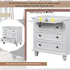 27.6'' Painted Nightstand with Pull-Out Tray & 3 Drawers, Minimalist Bedside Cabinet with Rubber Legs & Metal Handles, Suitable for Bedroom, Sofa Side & Office