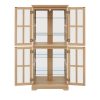 Antique Curio Display Cabinet with 4 Glass Doors & Adjustable Shelves, Vintage Showcase for Collectibles, Suitable for Home & Office Use, E26 Bulb Included