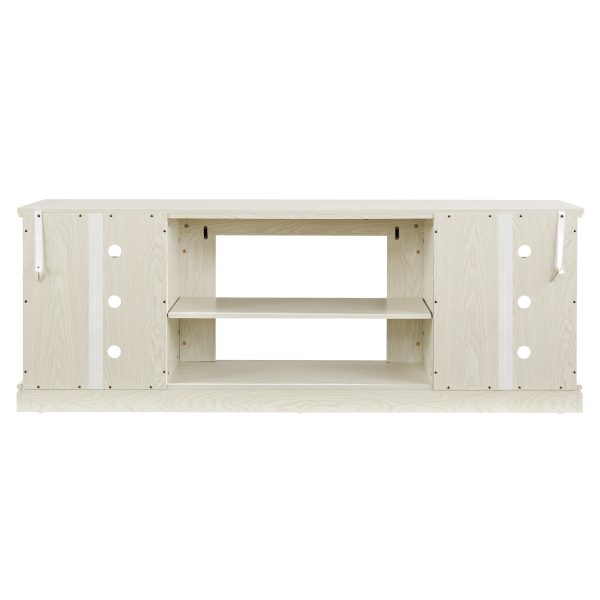 2-259.jpg Large TV Media Entertainment Stand with Faux Stacked Stone Surround, Media Console Table and Spacious Storage Cabinet